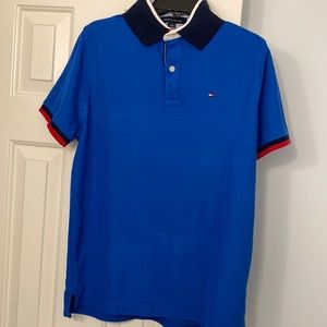 Blue Vintage Tommy Hilfiger Collared Polo Shirt. Size XS.